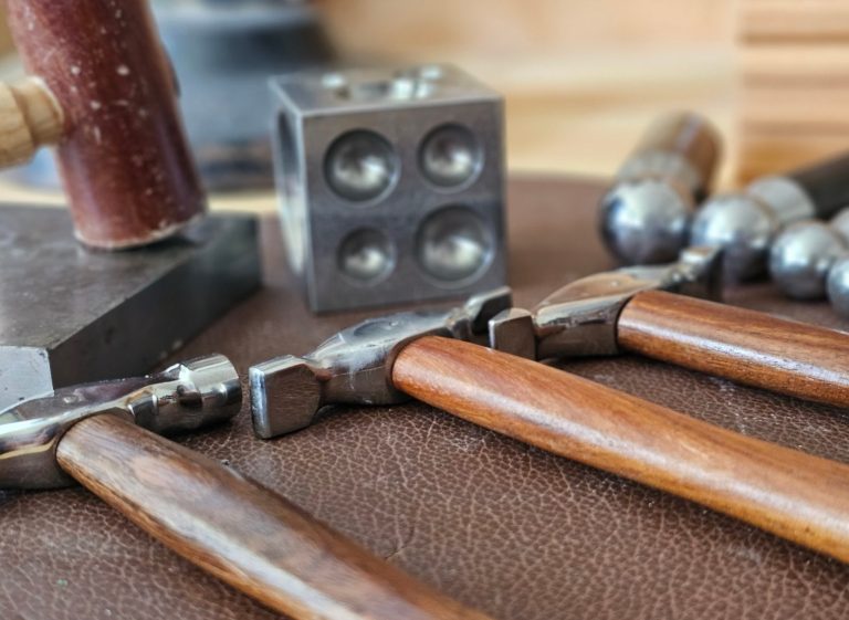 Studio photo, forming tools, isobel-kelly-jewellery.co.uk/